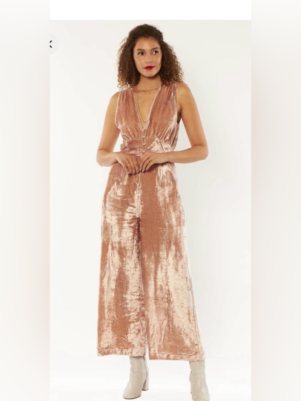 Amuse Sociaty Sleeveless Velvet Jumpsuit in Rose Gold size M